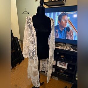 Sheer long length lace / mesh cover up